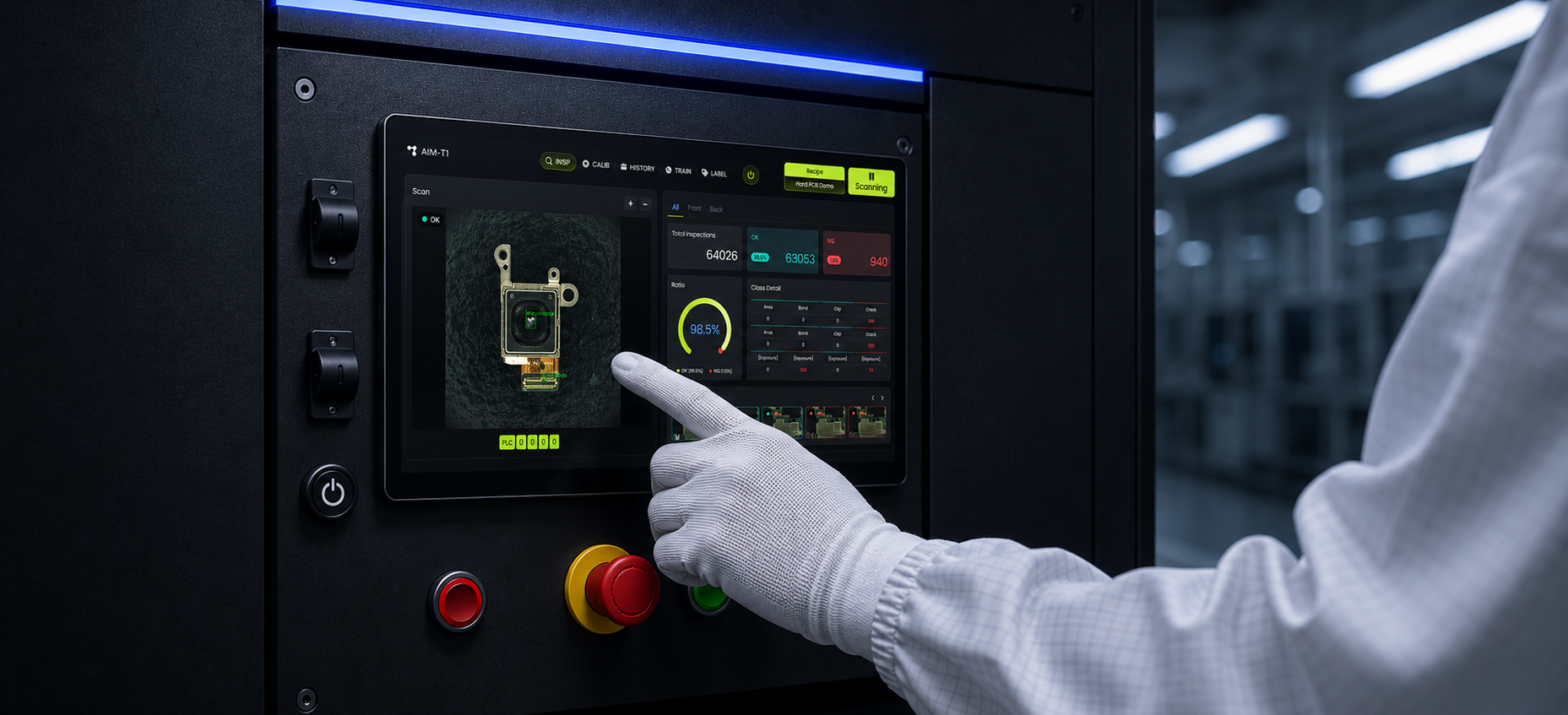 Operator using the AIM-T1 inspection interface